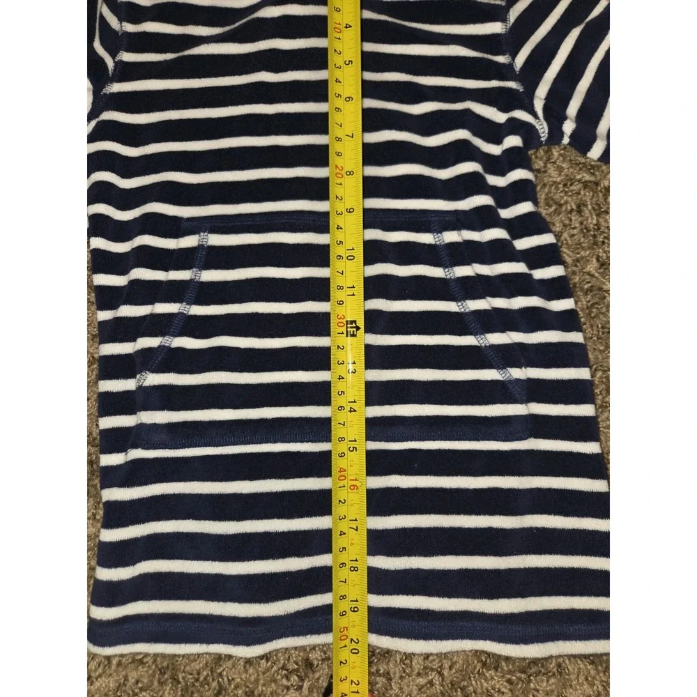 Mini Boden Kids Striped Terry Cloth Hoodie Pullover Orange Lining Size 4-5 Years